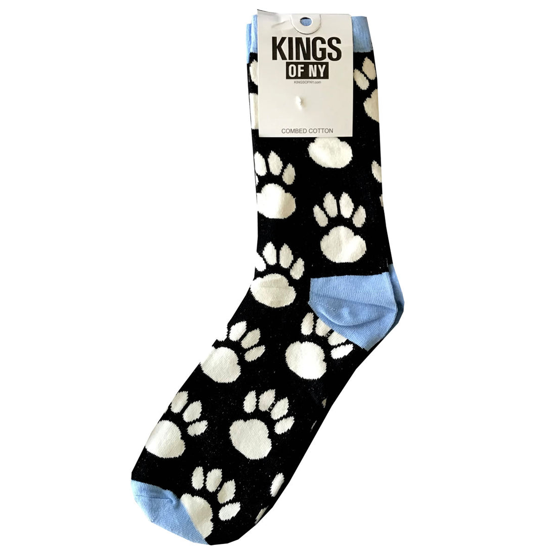 Black Dog Paw Print Animal Mens Cotton Socks by KINGS OF NY