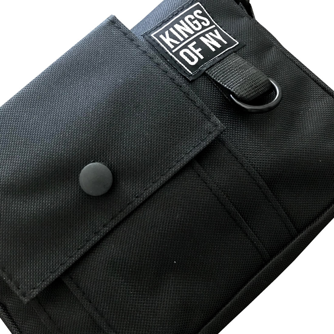 Black Front Pocket Mens Canvas Crossbody Sling Bag Detail