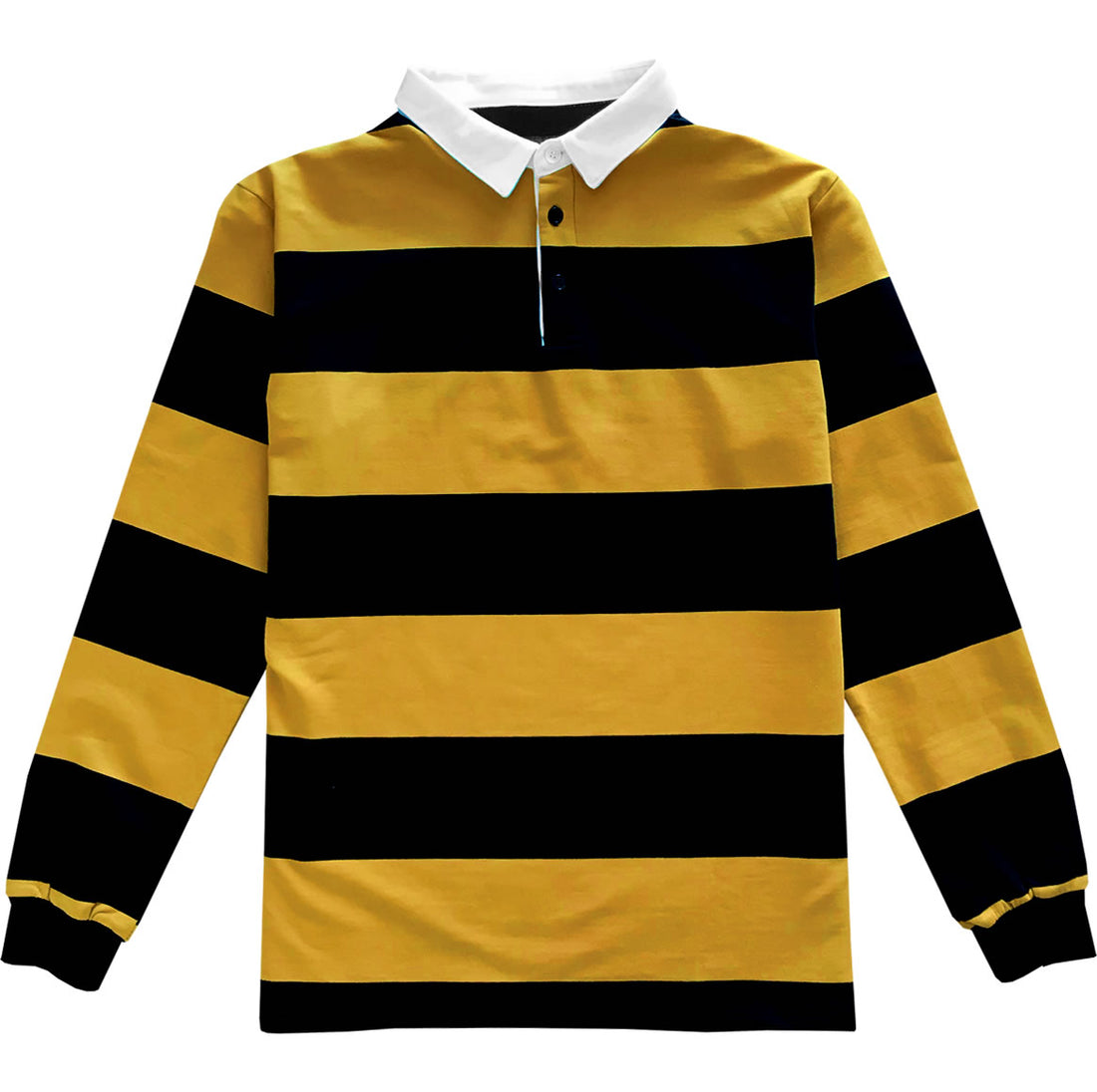 Classic Black and Yellow Striped Rugby Shirt Front
