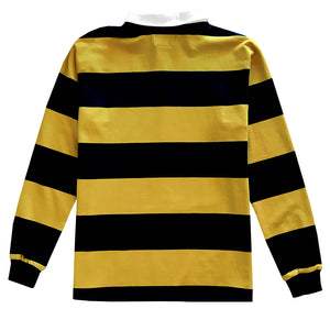 Black and Yellow Comfortable Stretch Striped Mens Rugby Shirt – KINGS OF NY