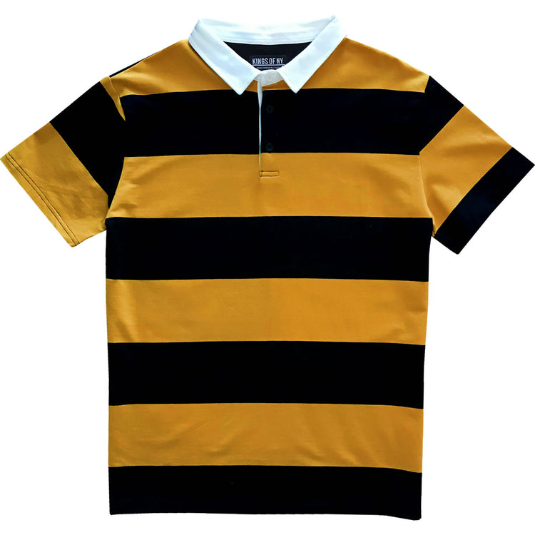Black and Yellow Short Sleeve Striped Men's Rugby Shirt – KINGS OF NY