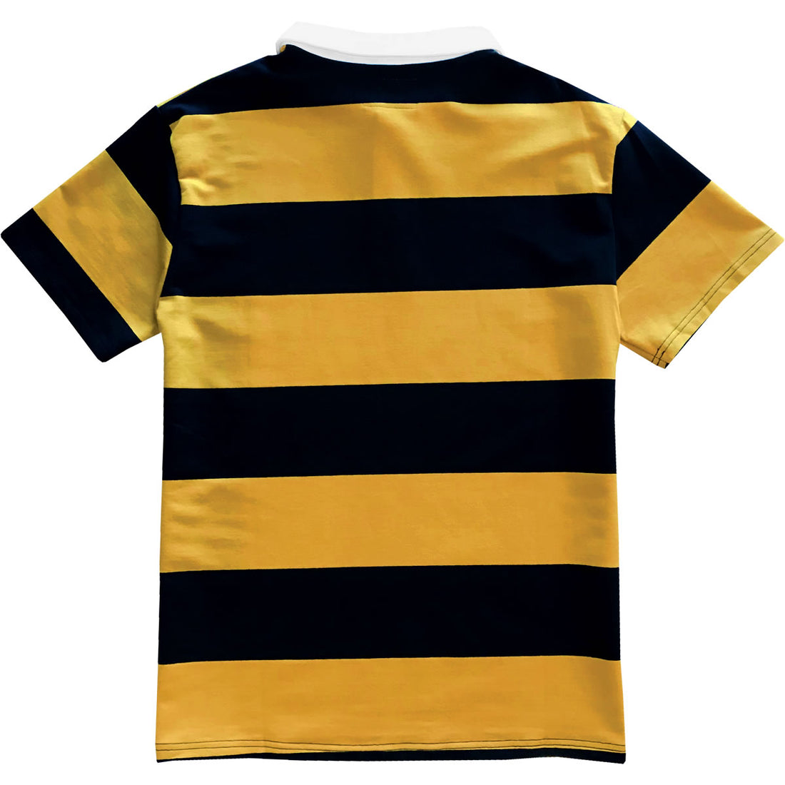 Black and Yellow Short Sleeve Striped Men's Rugby Shirt