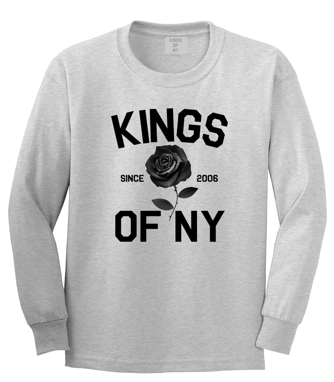 Black Rose Since 2006 Mens Long Sleeve T-Shirt Grey by Kings Of NY