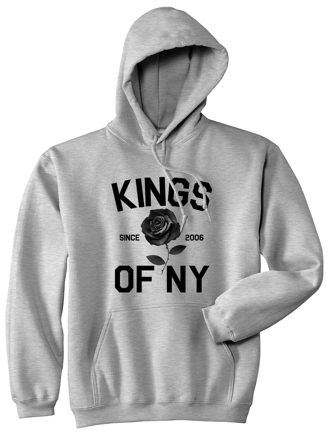Black Rose Since 2006 Mens Pullover Hoodie Grey by Kings Of NY