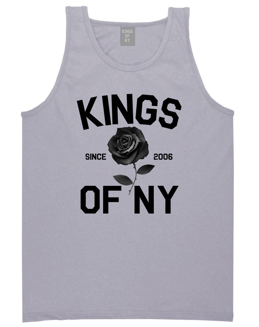 Black Rose Since 2006 Mens Tank Top Shirt Grey by Kings Of NY