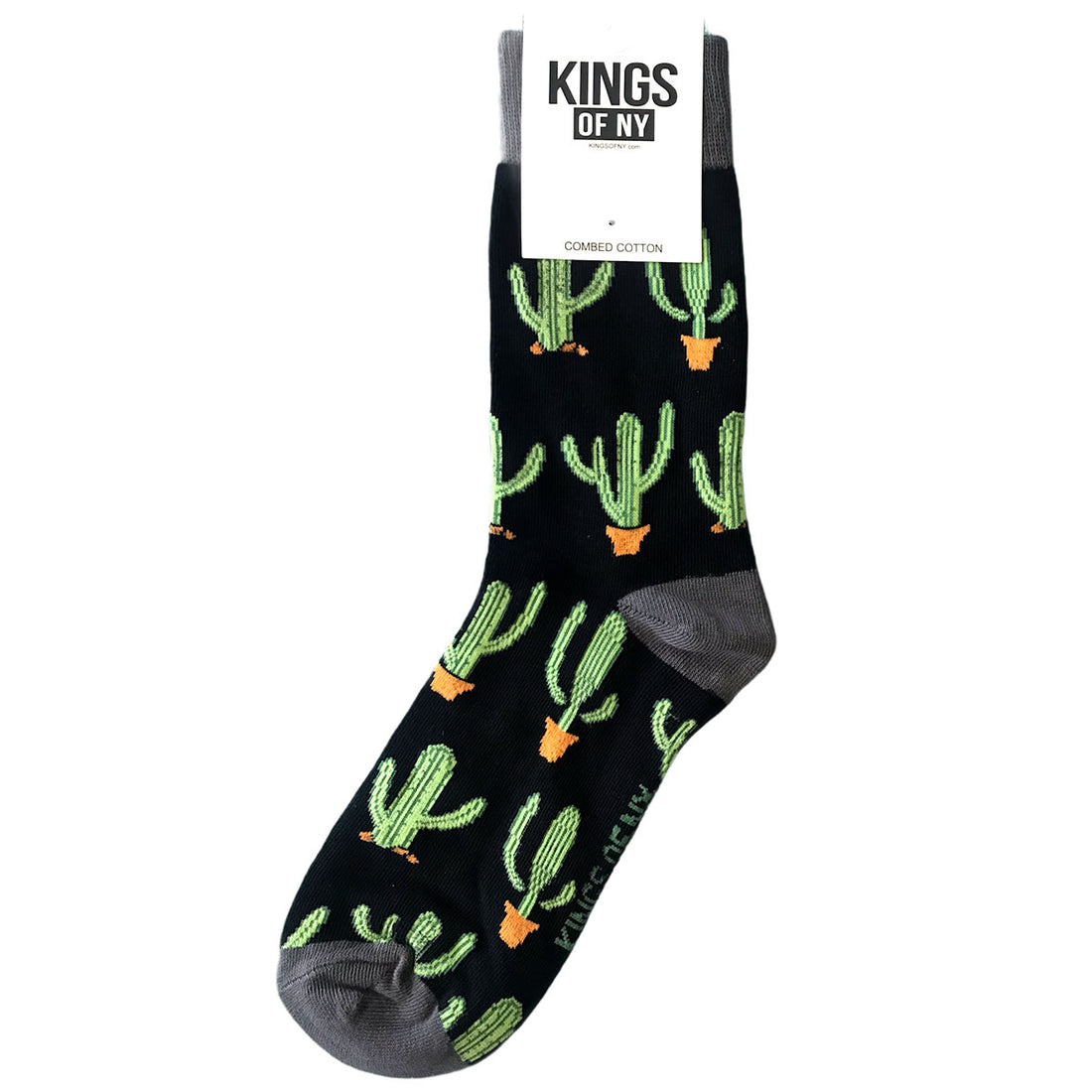 Black Saguaro Cactus Mens Cotton Socks by KINGS OF NY