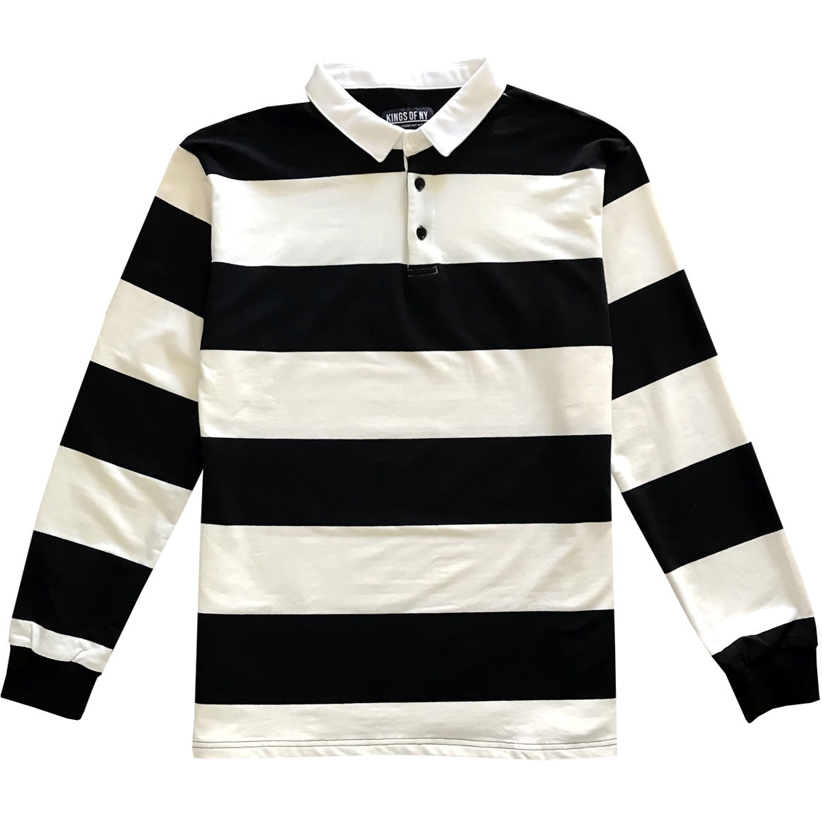 Black and white outlet striped long sleeve polo