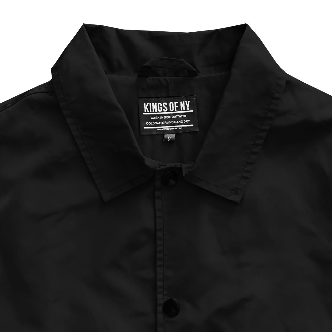 Black Mens Nylon Windbreaker Coaches Jacket Collar Detail