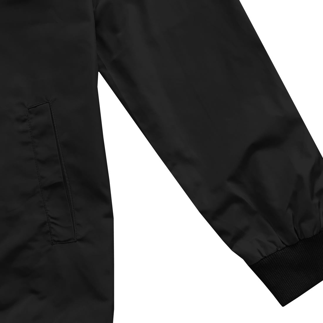 Black Mens Nylon Windbreaker Coaches Jacket Pocket and Cuffs