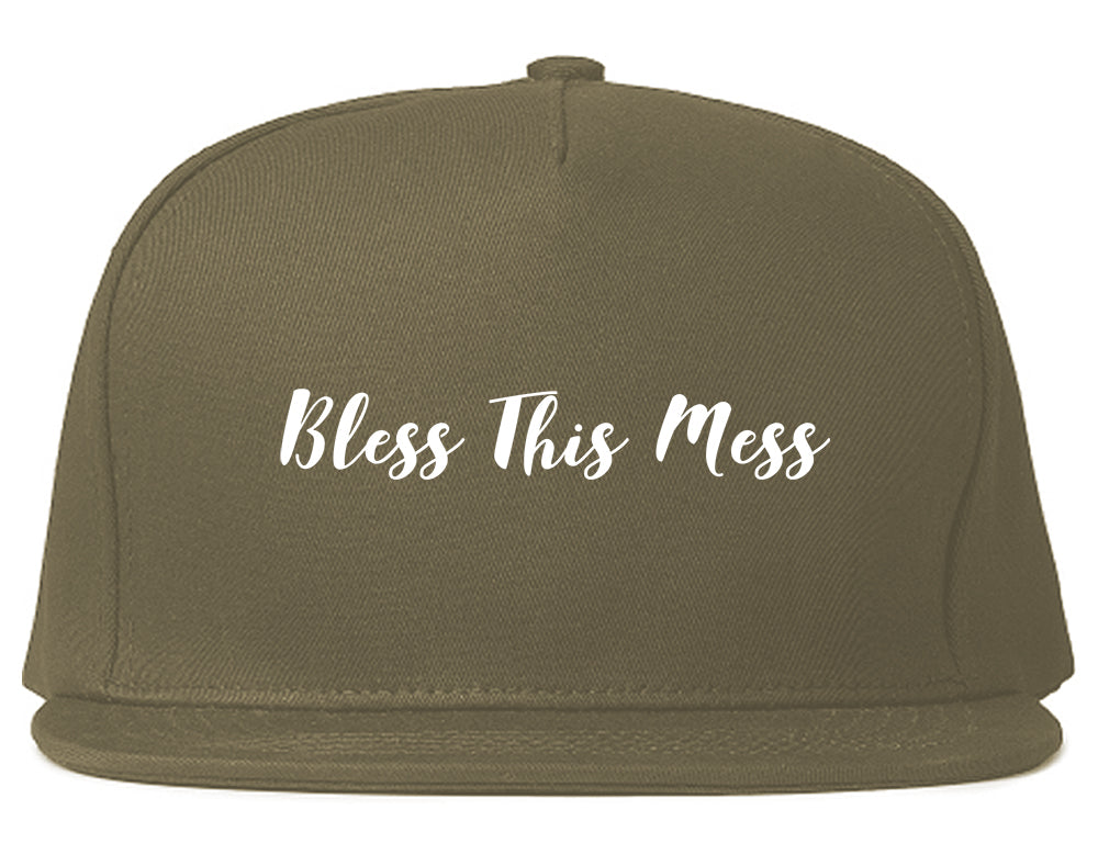 Bless This Mess Snapback Hat Grey