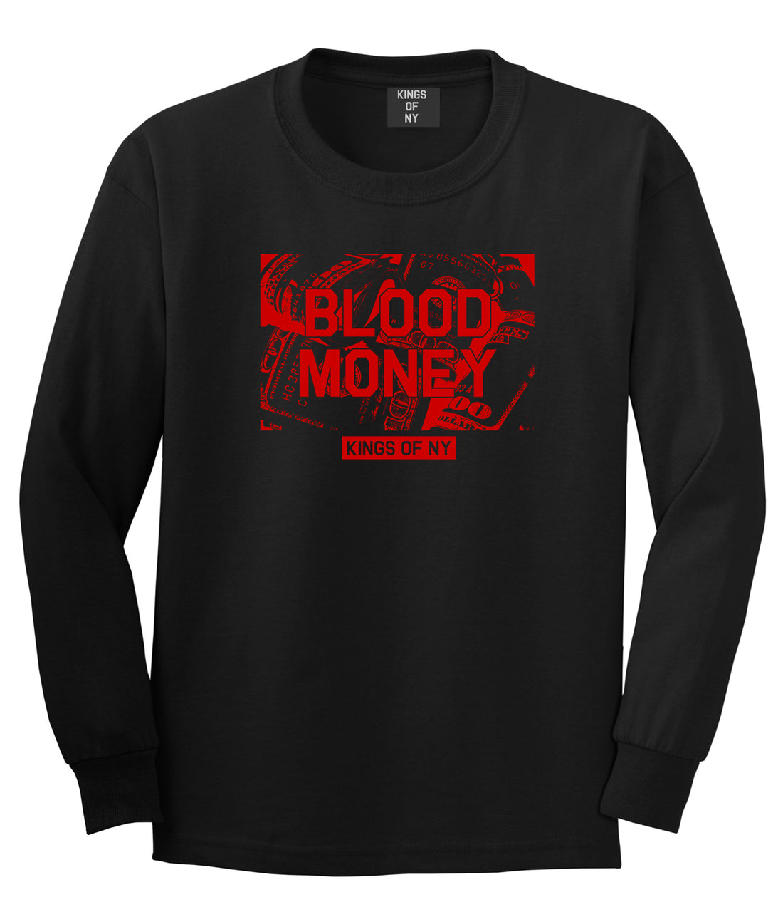 Blood Money 100s Mens Long Sleeve T-Shirt Black