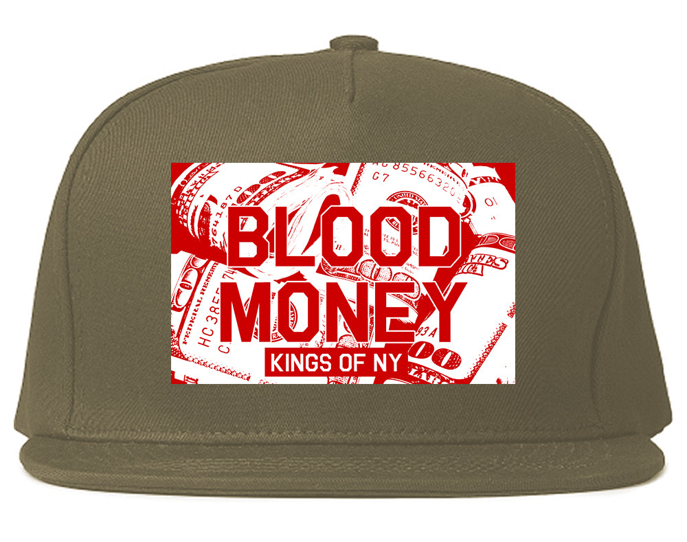 Blood Money 100s Mens Snapback Hat Grey