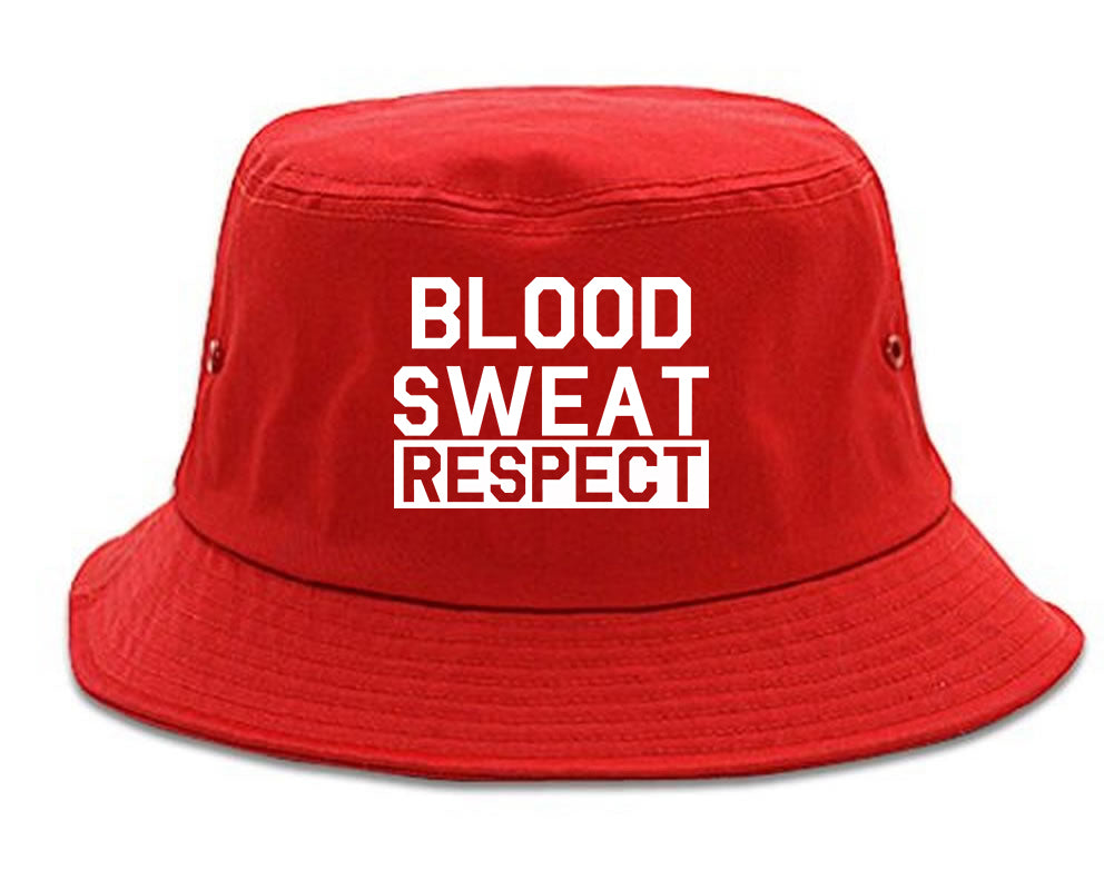 Blood Sweat Respect Gym Workout Mens Bucket Hat Red