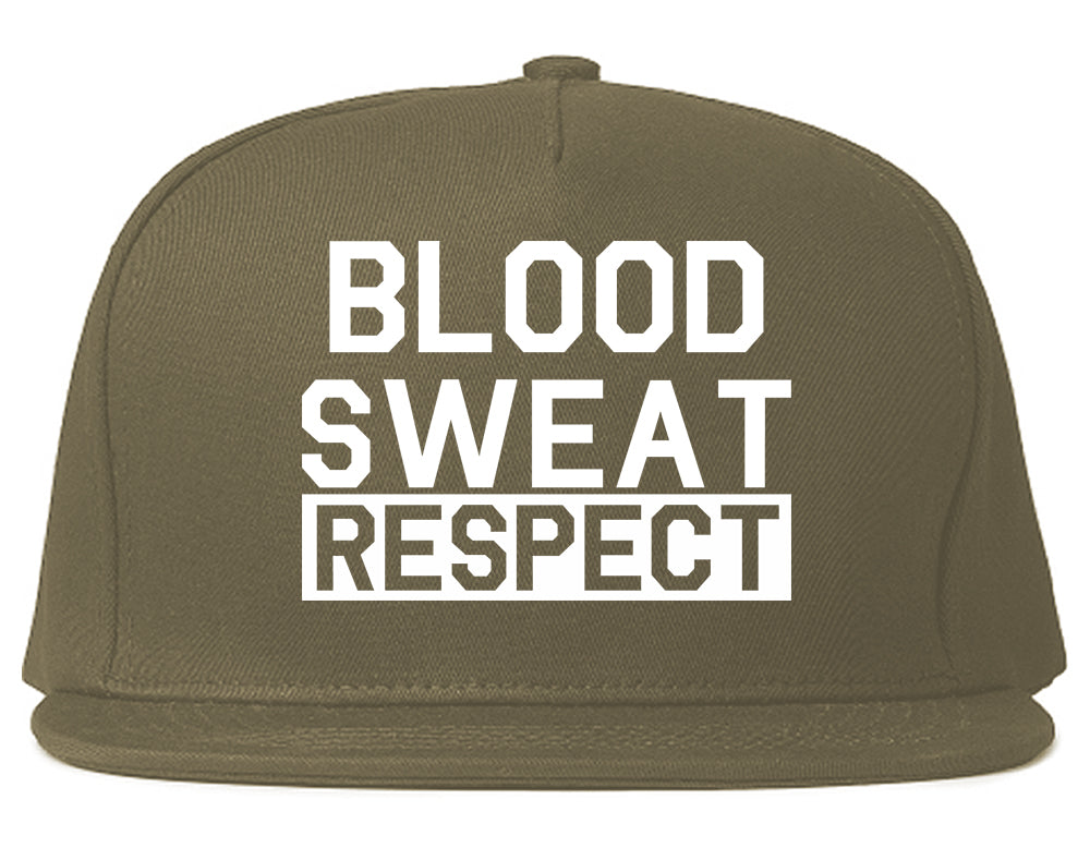 Blood Sweat Respect Gym Workout Mens Snapback Hat Grey