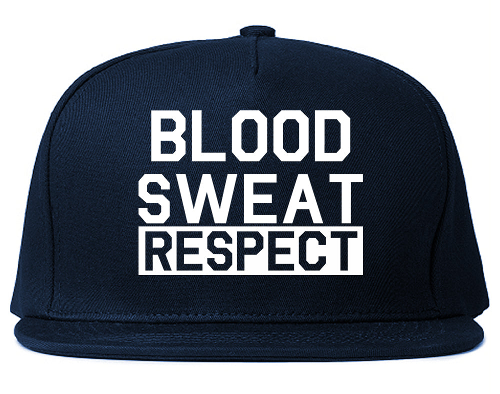 Blood Sweat Respect Gym Workout Mens Snapback Hat Navy Blue