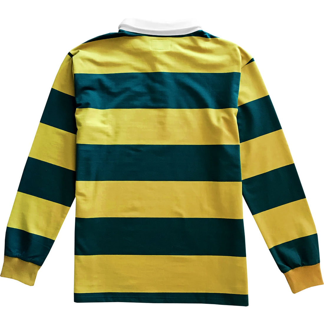 Blue Green And Yellow Comfortable Stretch Striped Mens Rugby Shirt