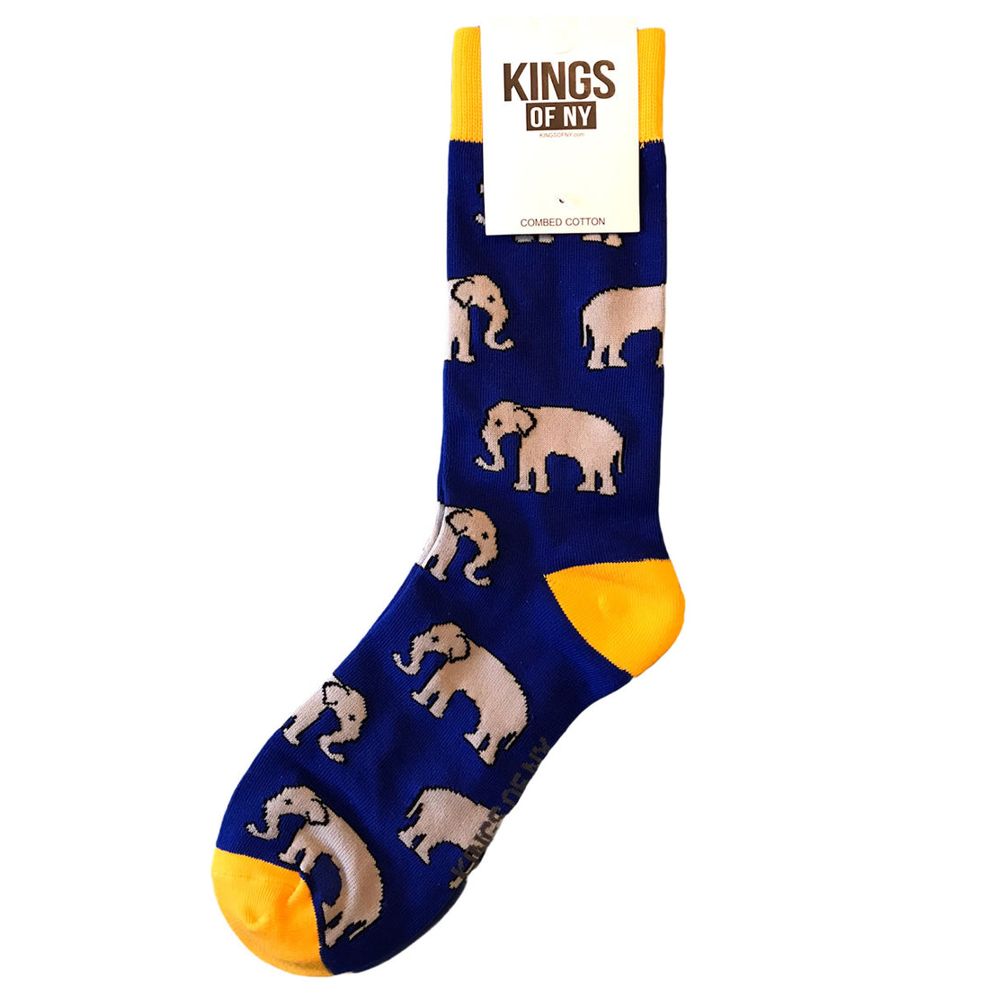 Blue Yellow Elephant Animal Pattern Mens Socks