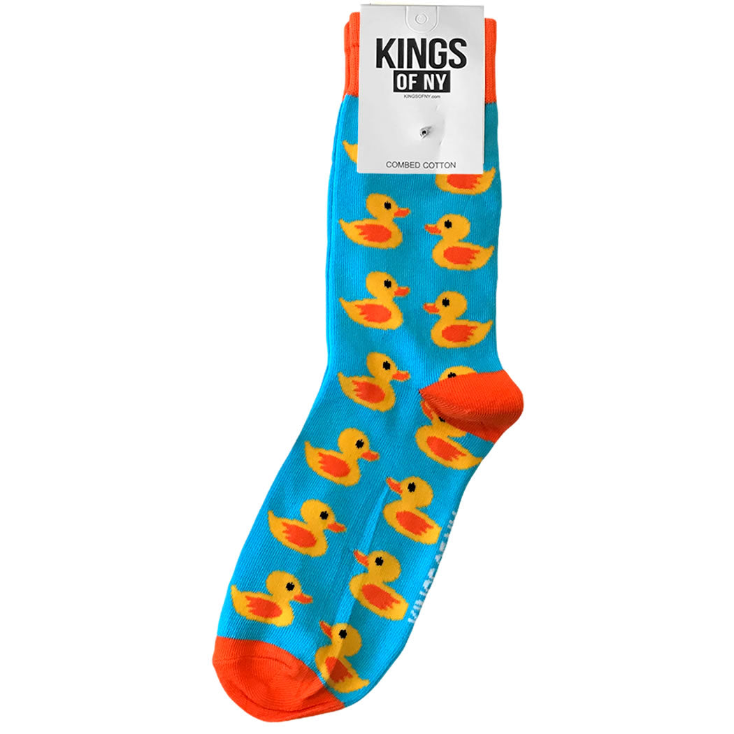 Blue And Yellow Rubber Duck Mens Cotton Socks