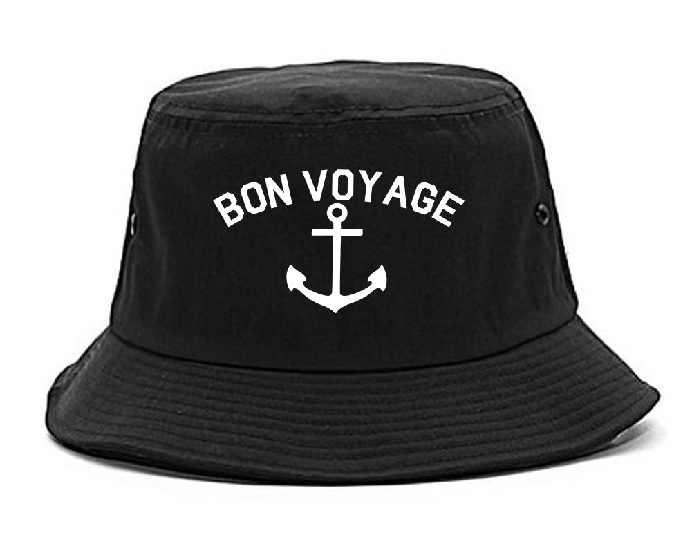 Bon Voyage Anchor Boat Mens Snapback Hat Black