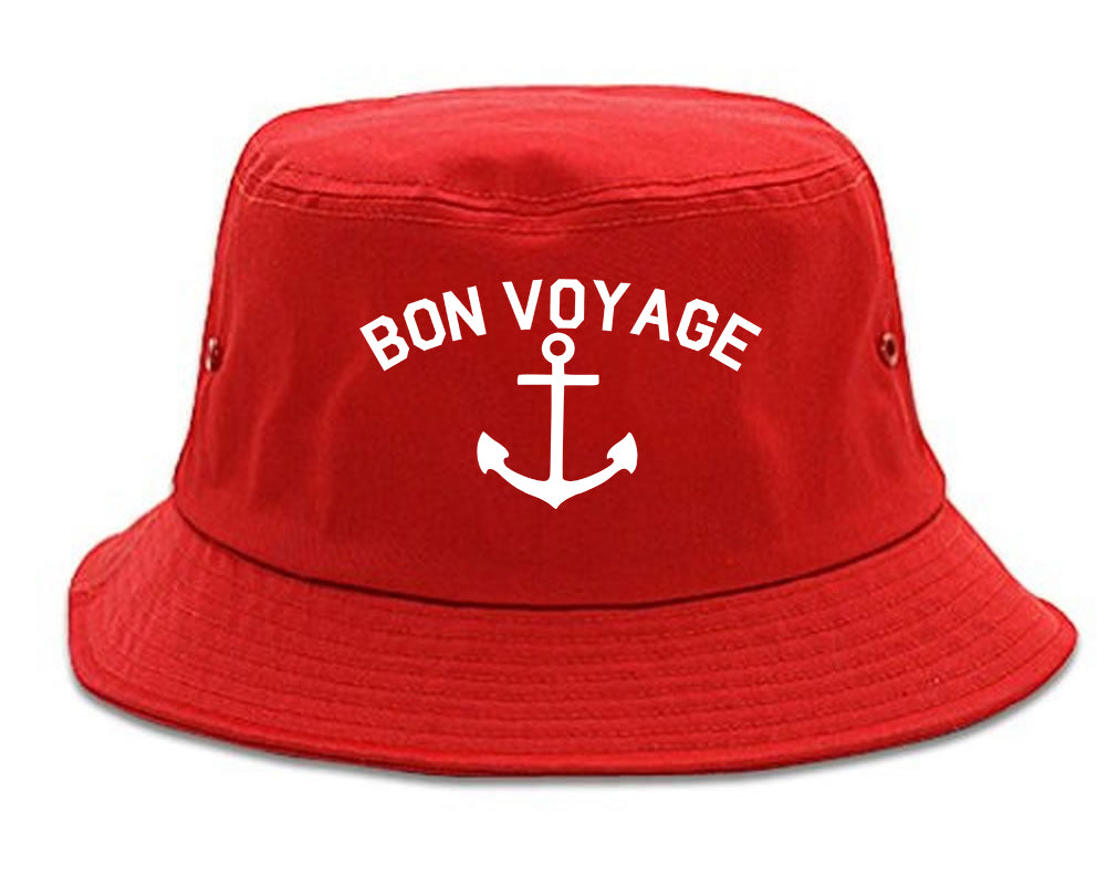 Bon Voyage Anchor Boat Mens Snapback Hat Red