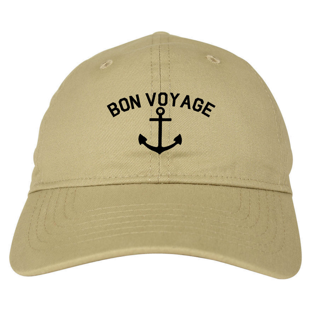 Bon Voyage Anchor Boat Mens Dad Hat Baseball Cap Tan