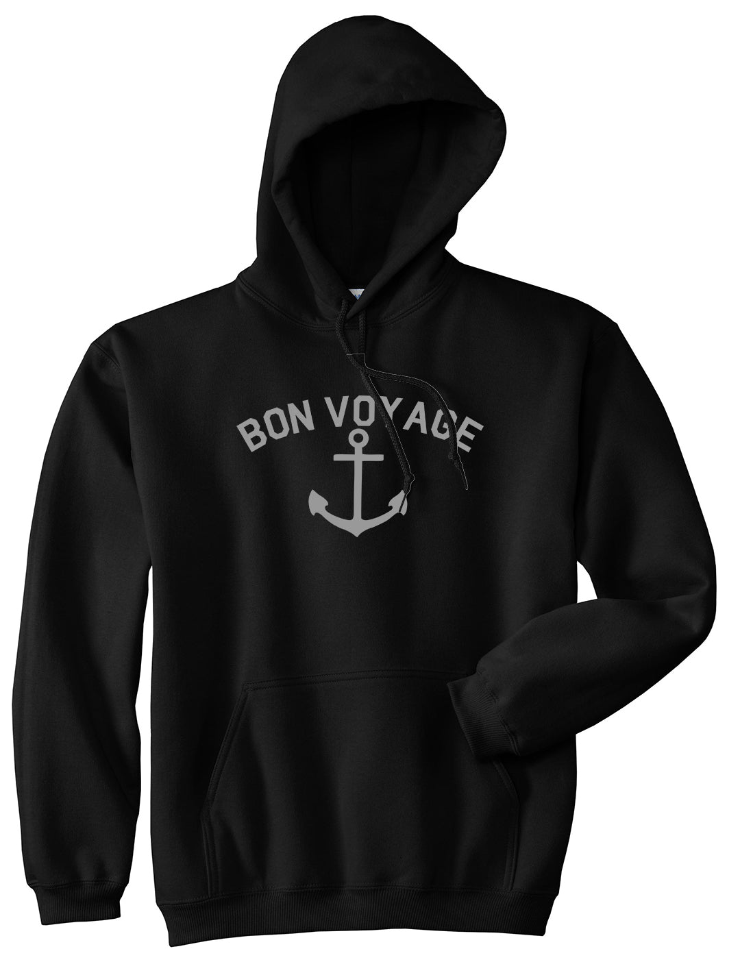 Bon Voyage Anchor Boat Mens Pullover Hoodie Black