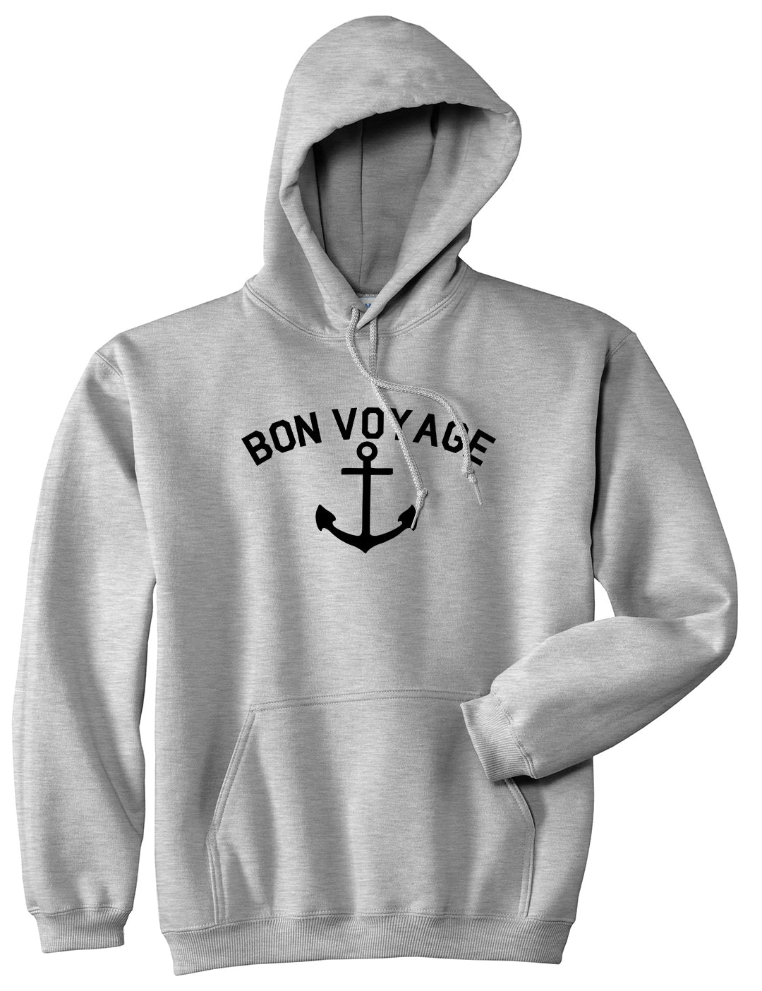 Bon Voyage Anchor Boat Mens Pullover Hoodie Grey