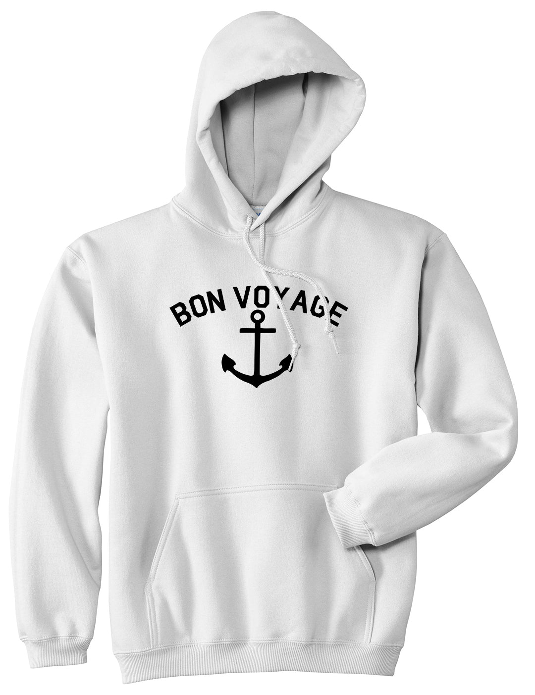 Bon Voyage Anchor Boat Mens Pullover Hoodie White