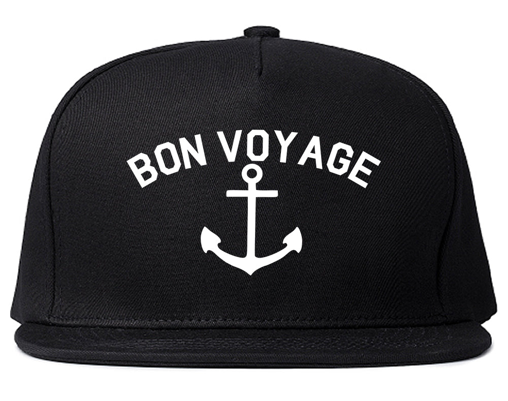 Bon Voyage Anchor Boat Mens Snapback Hat Black