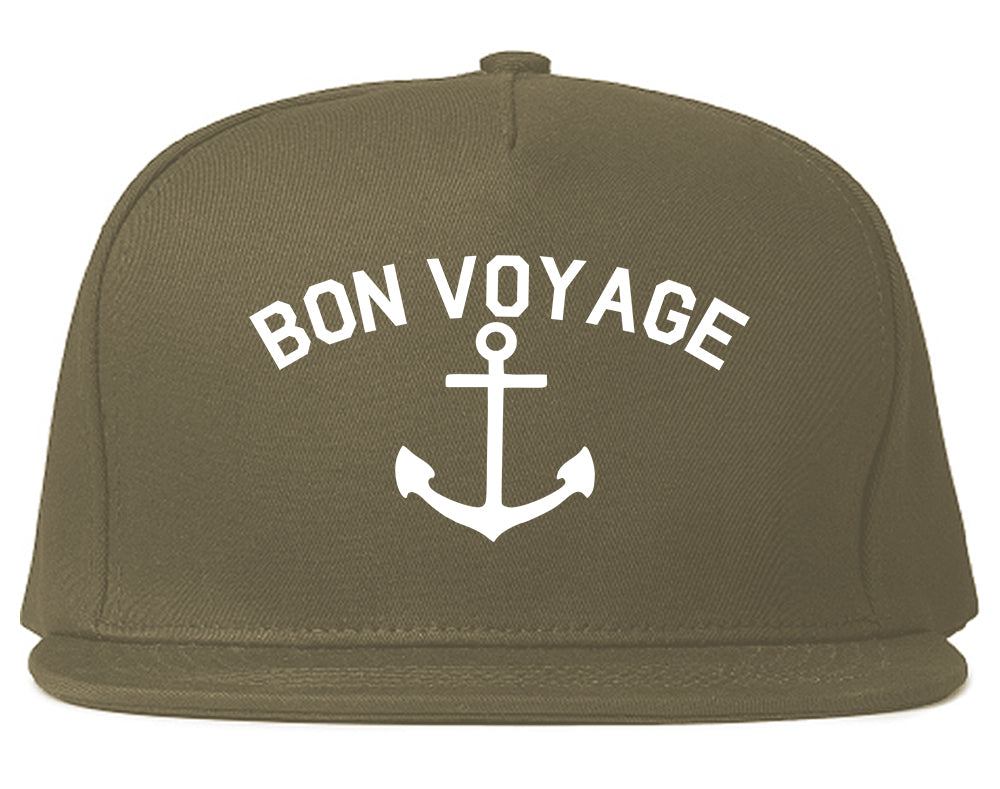 Bon Voyage Anchor Boat Mens Snapback Hat Grey