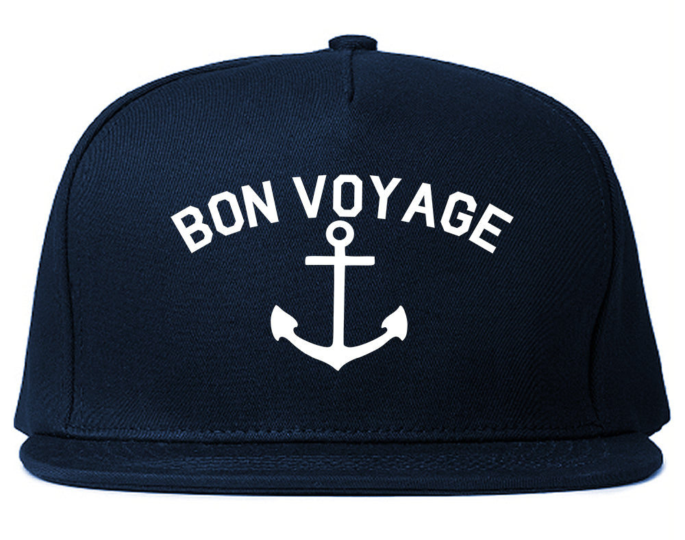 Bon Voyage Anchor Boat Mens Snapback Hat Navy Blue