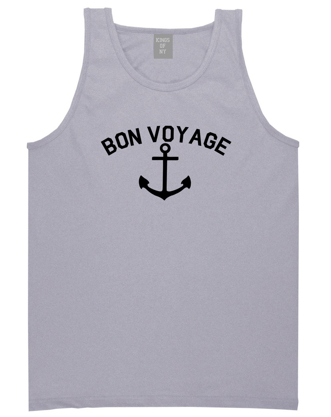Bon Voyage Anchor Boat Mens Tank Top Shirt Grey