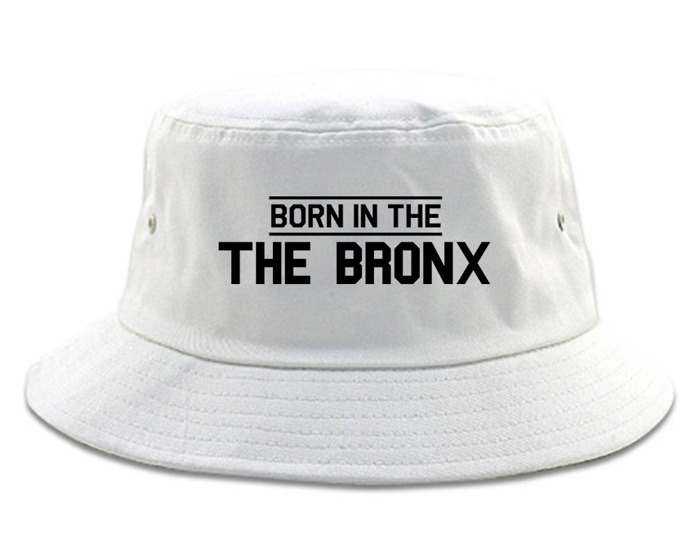 Born In The Bronx NY Mens Bucket Hat White