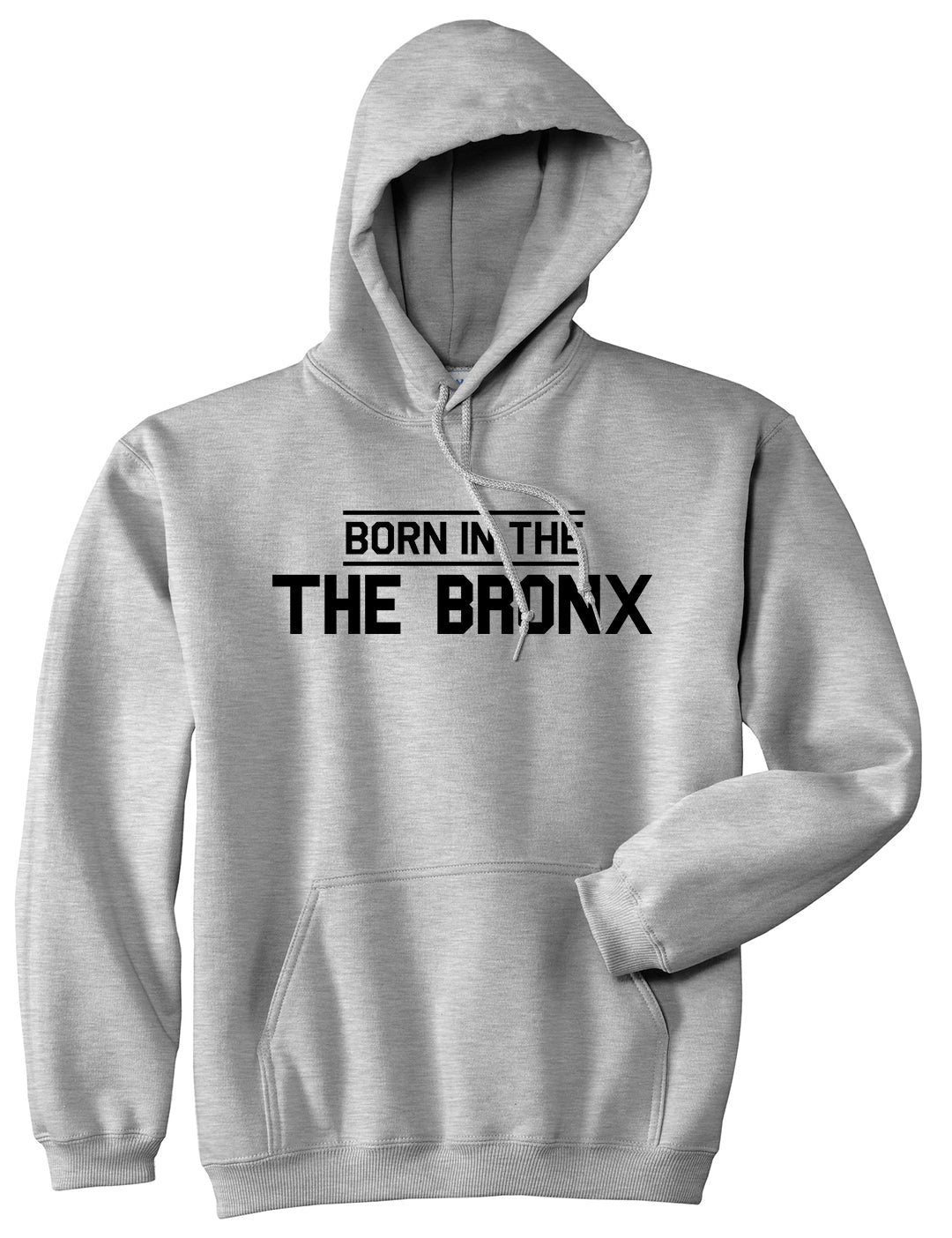 Born In The Bronx NY Mens Pullover Hoodie Grey