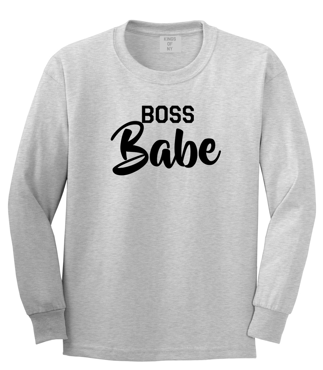 Boss Babe Mens Grey Long Sleeve T-Shirt by KINGS OF NY