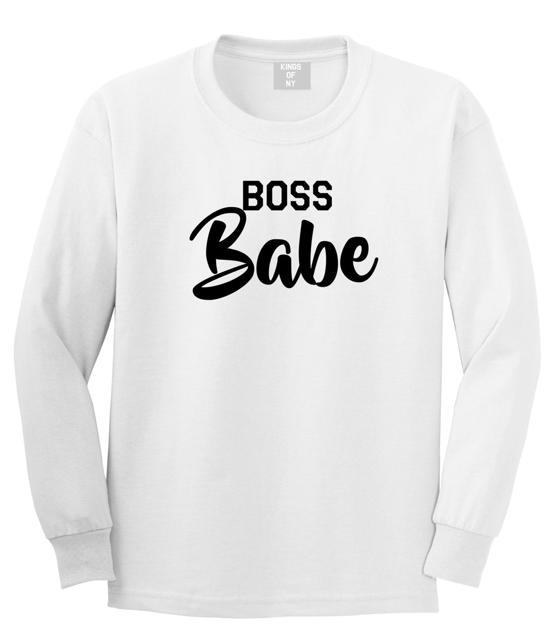Boss Babe Mens White Long Sleeve T-Shirt by KINGS OF NY