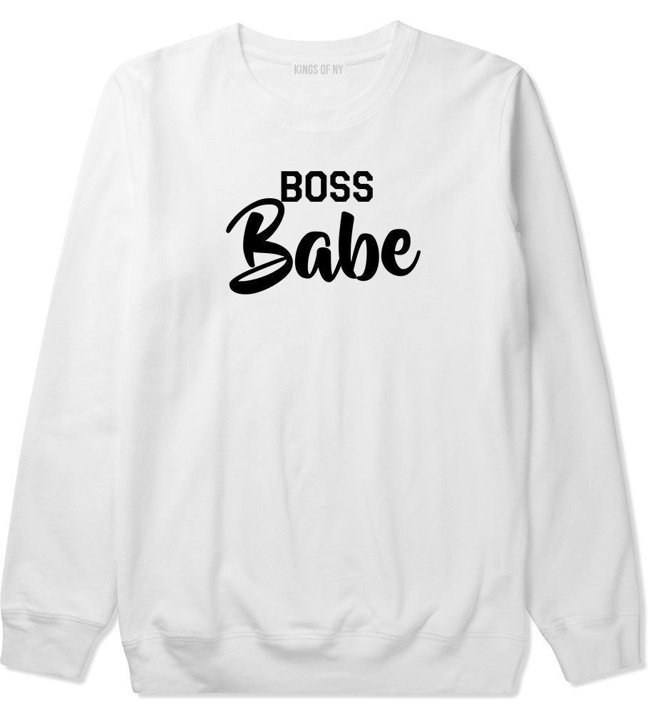 Boss Babe Mens White Crewneck Sweatshirt by KINGS OF NY