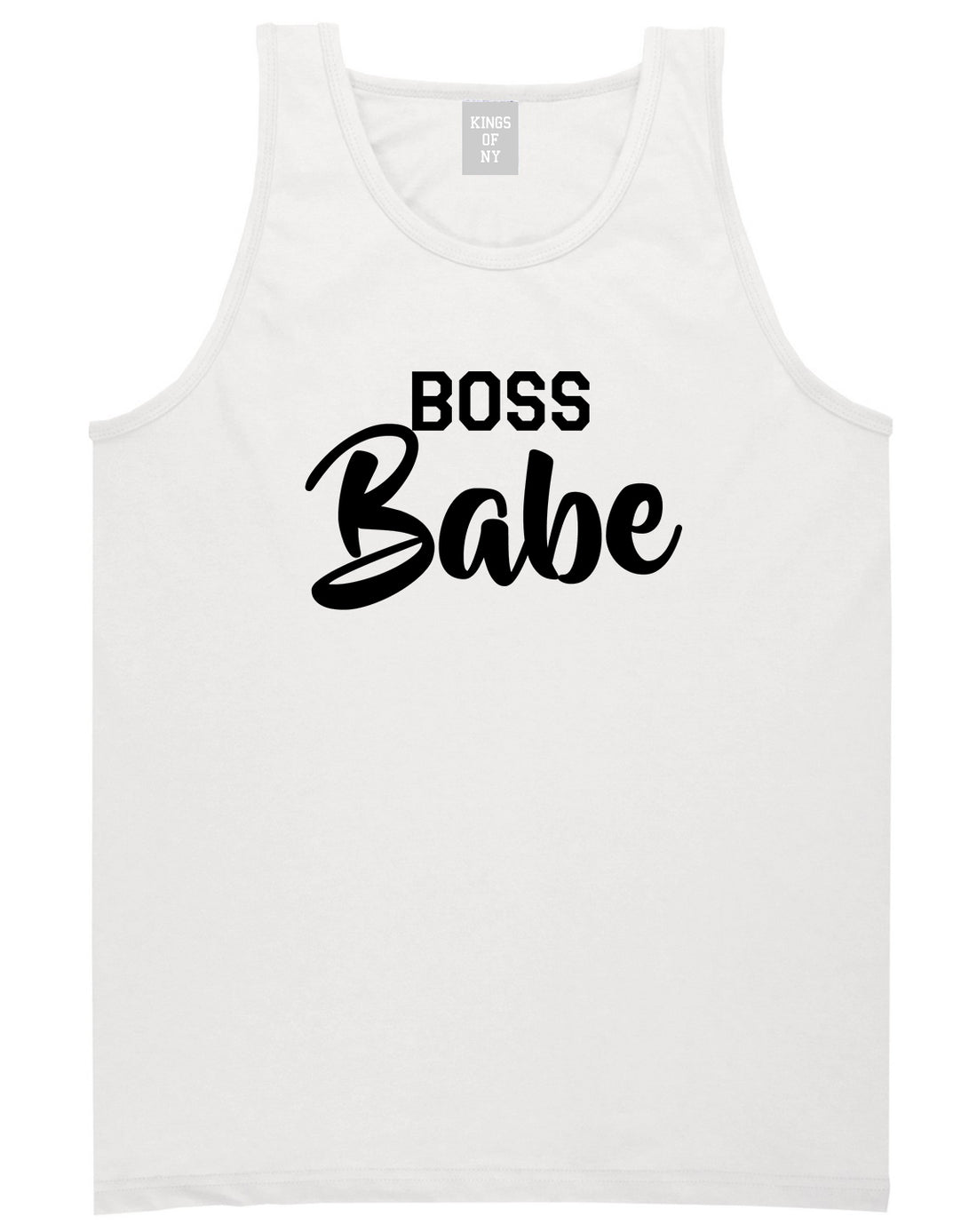 Boss Babe Mens White Tank Top Shirt by KINGS OF NY