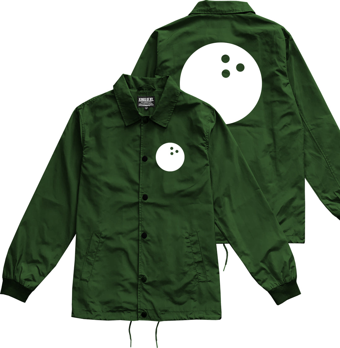 Bowling Ball Chest Green Coaches Jacket by Kings Of NY