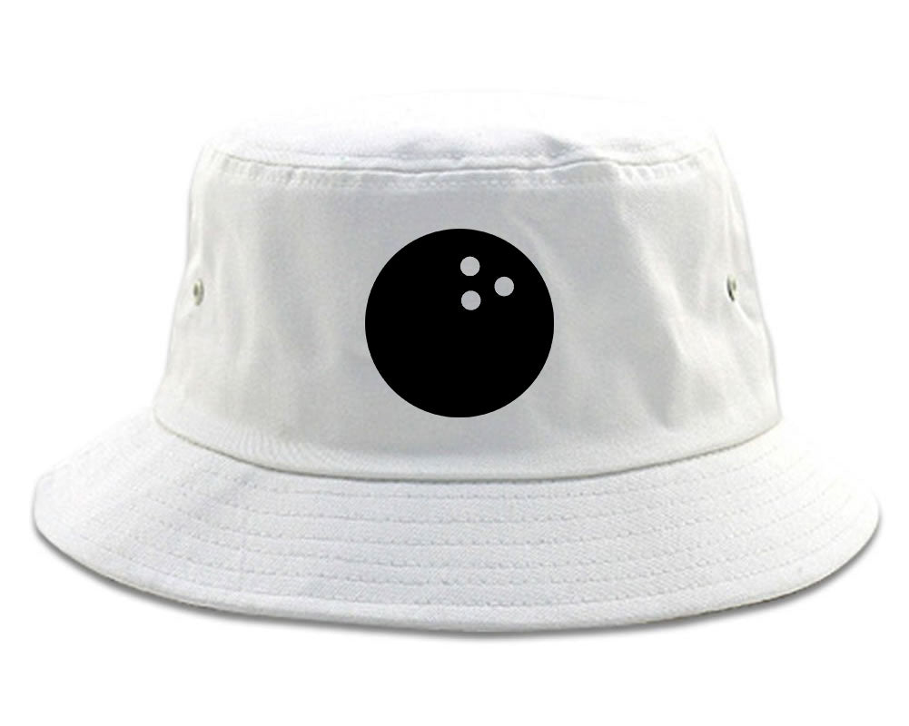 Bowling Ball Chest Bucket Hat White