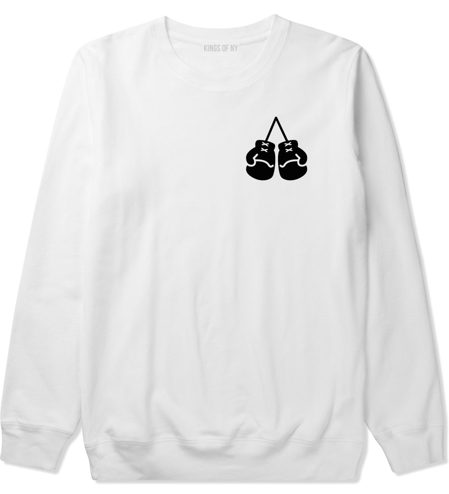 Boxing Gloves Chest White Crewneck Sweatshirt by Kings Of NY
