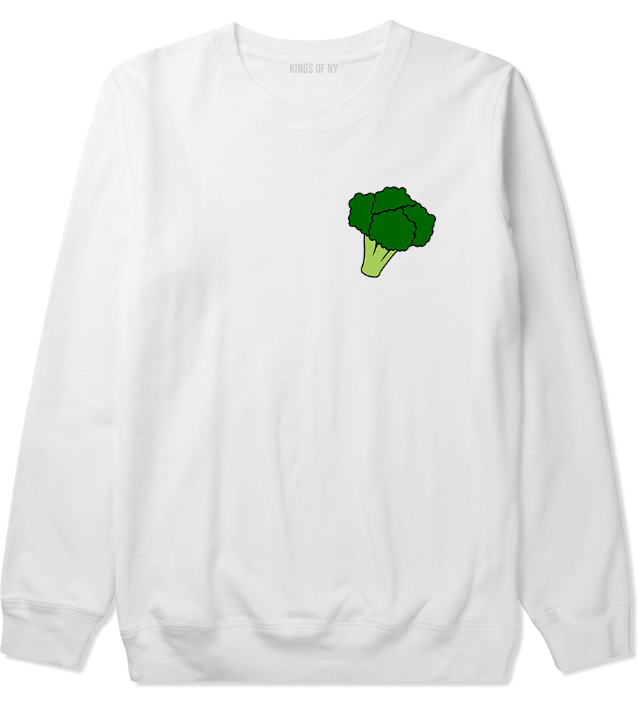 Broccoli Vegan Chest Mens Crewneck Sweatshirt White