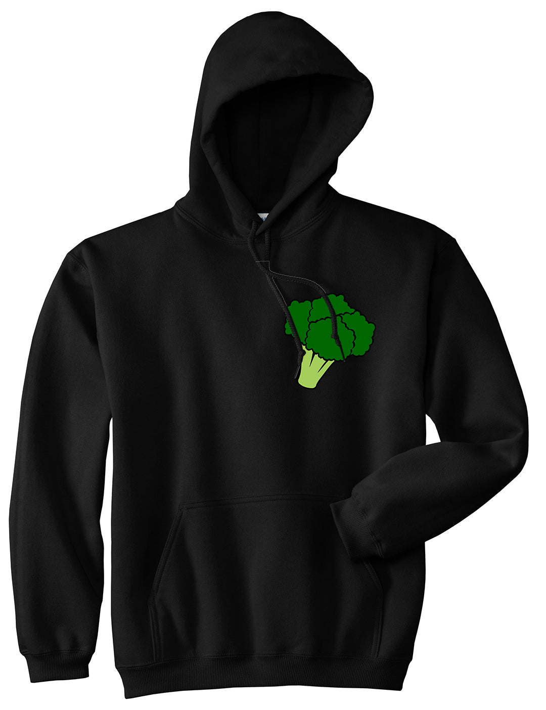 Broccoli Vegan Chest Mens Pullover Hoodie Black