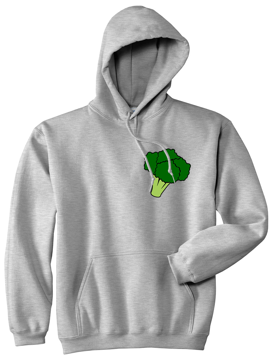 Broccoli Vegan Chest Mens Pullover Hoodie Grey