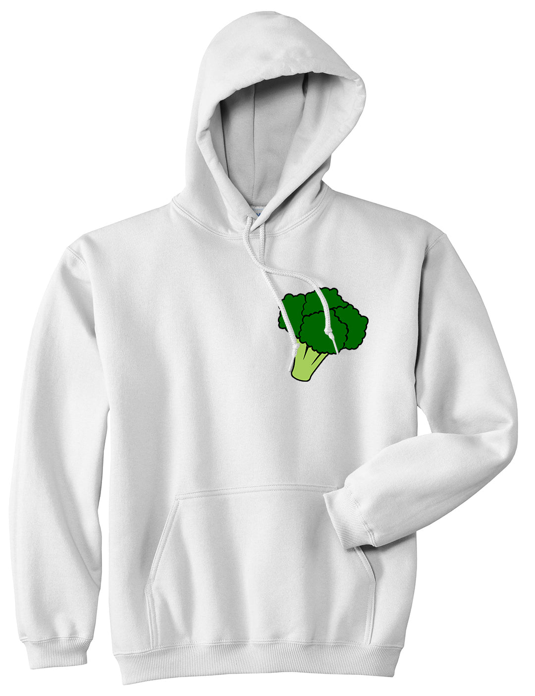 Broccoli Vegan Chest Mens Pullover Hoodie White