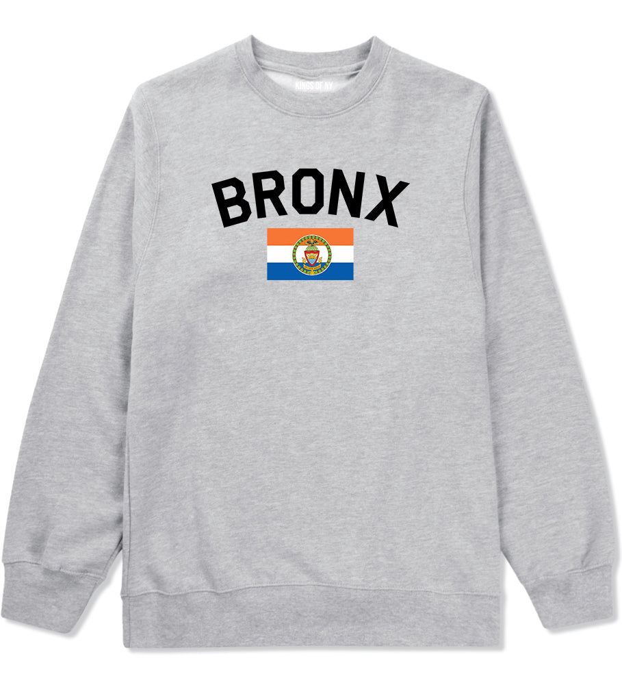 Bronx Flag Mens Crewneck Sweatshirt Grey