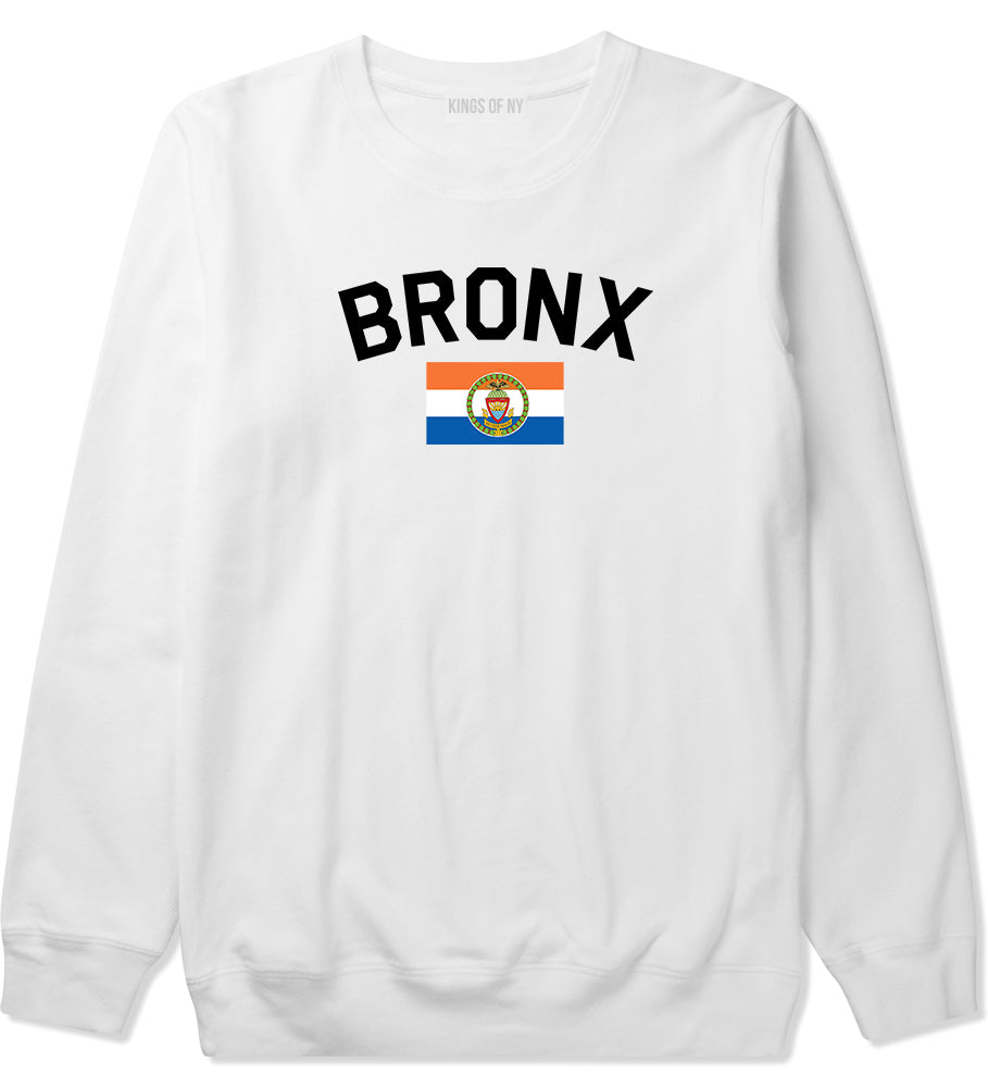 Bronx Flag Mens Crewneck Sweatshirt White