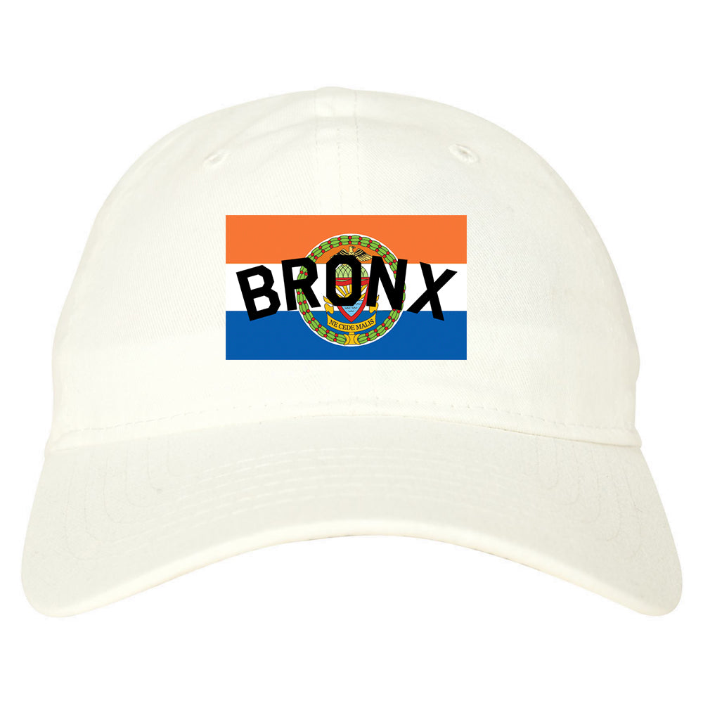 Bronx Flag Mens Dad Hat Baseball Cap White