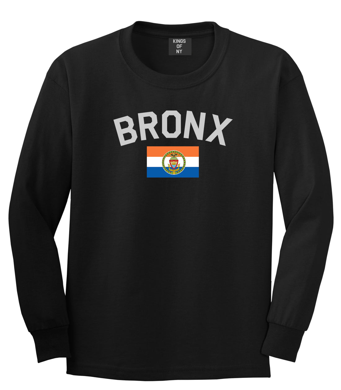 Bronx Flag Mens Long Sleeve T-Shirt Black