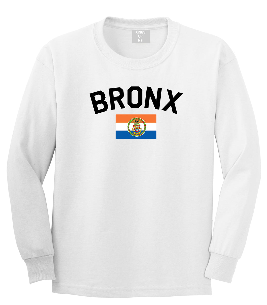 Bronx Flag Mens Long Sleeve T-Shirt White